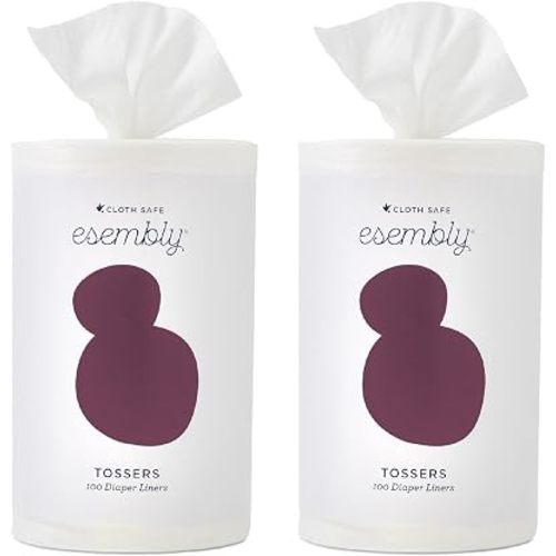 Esembly Tossers – Disposable Bamboo from Viscose Diaper Liners for Cloth Diapers – Earth-Friendly, Fragrance-Free, Chlorine-Free – One Size, 200 Liners (2-Pack of 100-Liner Rolls)