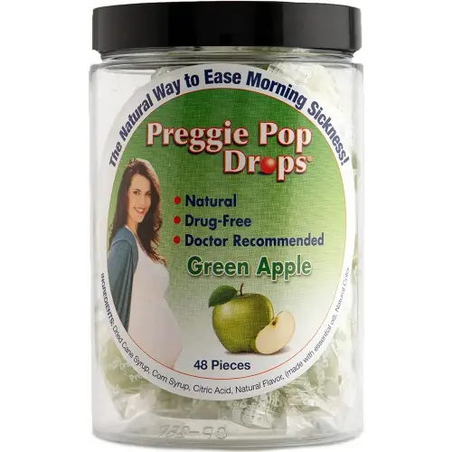 Preggie Pop Drops Morning Sickness - Preggie Pops for Morning Sickness Relief. Yummy Candy Drops for Pregnancy Relief. Soothing Relief for Pregnant Women. Green Apple 48count