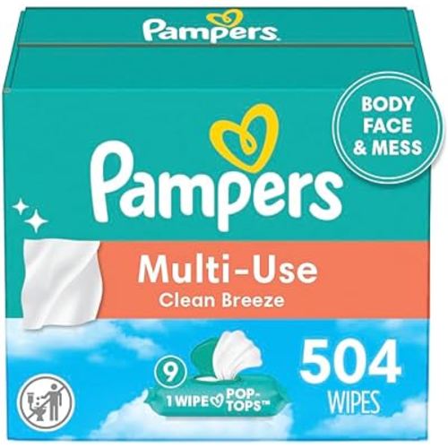 Pampers Baby Wipes Multi-Use Clean Breeze 9X Pop-Top Packs 504 Count