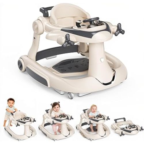 TODEFULL 6 in 1 Baby Walker with Wheels, 3 Level Height, Music & Lights Box