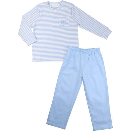 Blue Stripe Knit Pant Set