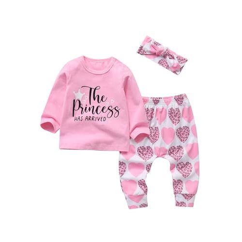 KuKitty 3Pcs Baby Girl Outfits Set Long Sleeve T-Shirt Tops Flowers Pants with Headband