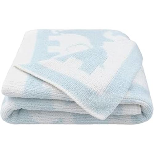 Living Textiles Chenille Baby Blanket - Blue Elephant Ultra Soft, Thick, and Versatile | Warm Blanket for Newborns, Throw Blanket for Crib, Stroller Cover | Perfect Baby Gift 40 x 30 inches