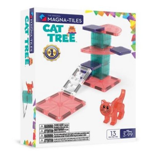 MAGNA-TILES Cat Tree Magnetic Building Set: Educational Math, Creative Engineering, Fine Motor Skill Development, 10 Pieces
