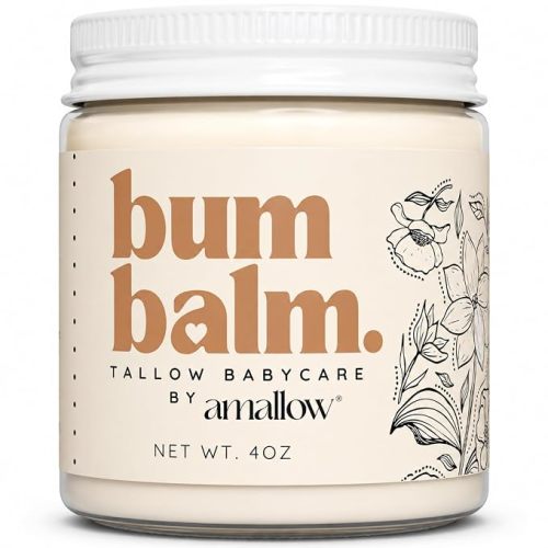 Amallow Baby Bum Balm - Diaper Area Cream for Sensitive, Rash-Prone Skin - Petroleum & Fragrance-Free - Gentle Moisturizing Balm - 4 oz