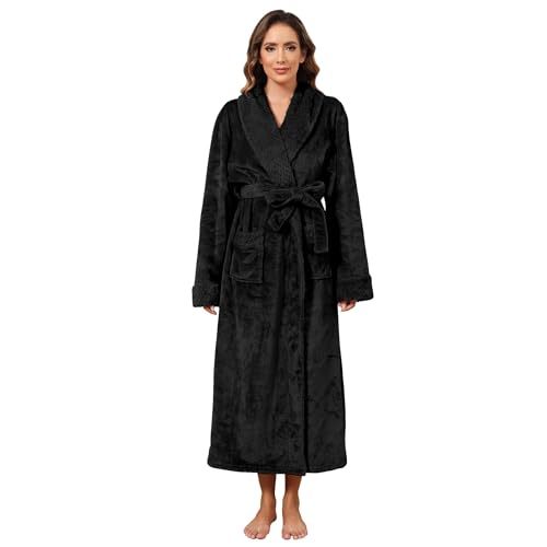 Hellomamma Long Bath Robe for Womens Plush Soft Fleece Bathrobes Nightgown Ladies Pajamas Sleepwear Housecoat