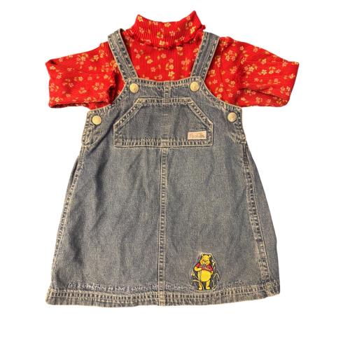 Vintage 1990s Disney Store Winnie the Pooh Denim Jumper Dress– Toddler 12M