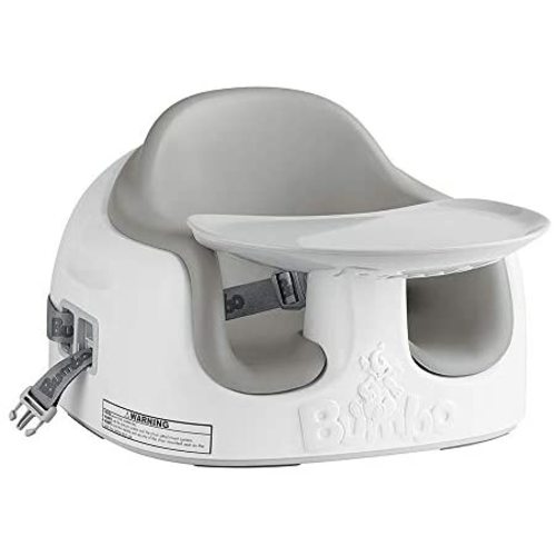 Bumbo Baby Toddler Adjustable Height 3 in 1 Non Slip Multi Seat High Chair Booster with Tray and Safety Straps, Ages 6 to 36 Months, Cool Gray