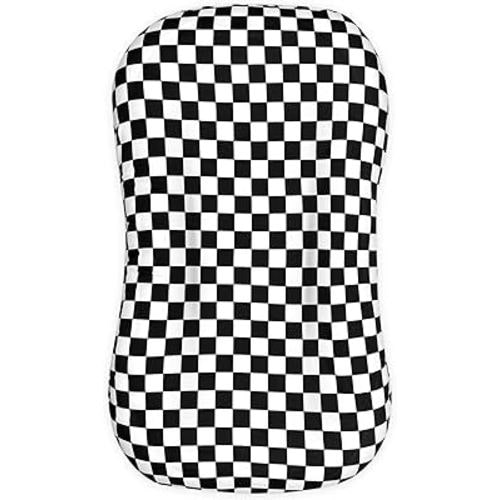 DILIMI Baby Lounger Cover for Boys and Girls, Removable Cover Ultra Soft Comfortable Lounger Slipcover, Black Checkerboard (Lounger not Included)