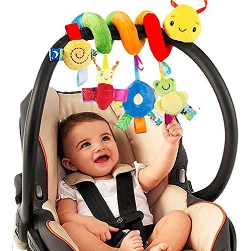 Baby Crib Hanging Rattles Toys: Infant Baby Worm Crib Bed Around Rattle Bell Cartoon Insect Spiral Hanging Toy with Ringing Bell for Infants Bed Stroller Car Seat Bar for Babies Boys and Girls