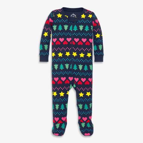 Baby organic zip footie in fair isle | Primary.com