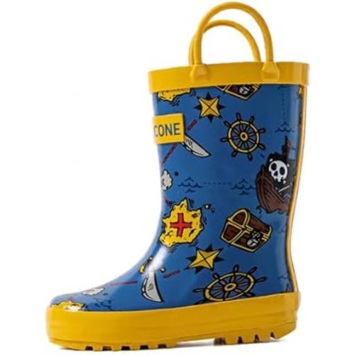 Lone Cone Kids Rain Boots for Girls & Boys – Waterproof Natural Rubber Toddler Rain Boots with Non-Slip Outsole & Easy Pull Handles – Solid, Pattern & Glitter Designs