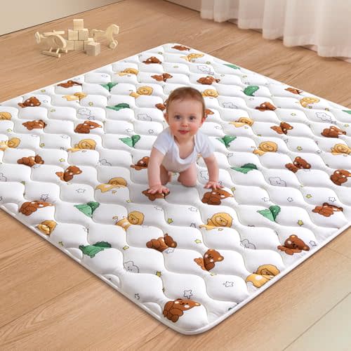 Premium Foam Baby Play Mat 50" X 50", Thicken One-Piece Crawling Mat, Non-Slip Cushioned Activity PlayMats for Infants, Babies, Toddlers, Play & Tummy Time