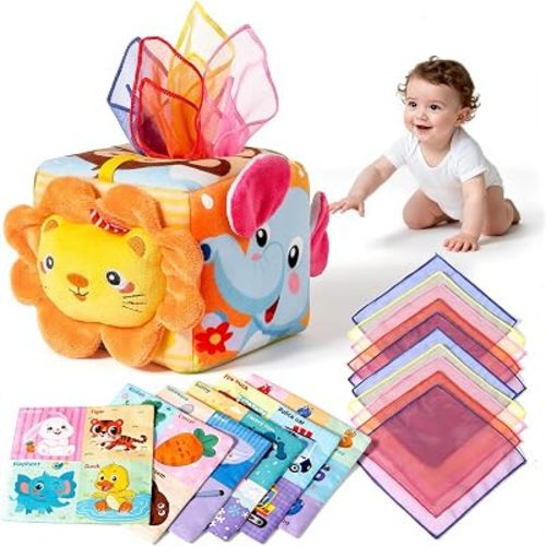 Baby Tissue Box Toy for 6-12 Months, Montessori Sensory Toys for 1 year old