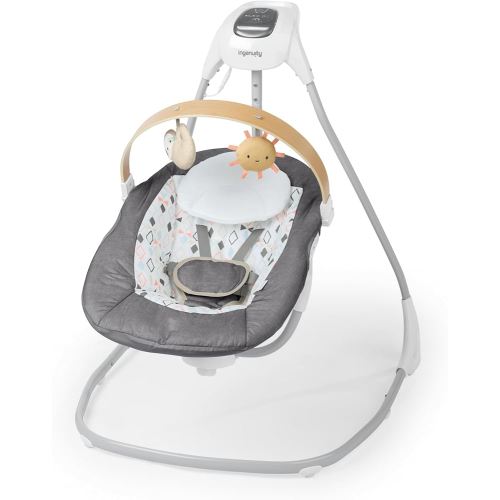 Ingenuity SimpleComfort Compact Soothing Swing, Rotating Toy Bar, Rotating Seat, 6 Speeds, for Ages 0-9 Months, Up to 20 Pounds - Parker