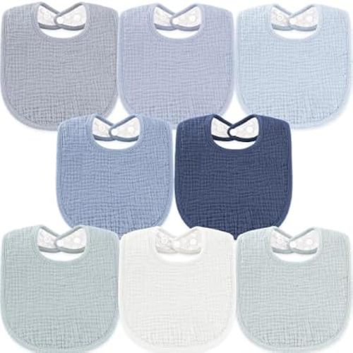 Susurration Muslin Baby Drool Bibs 6Pack Soft Square Adjustable Baby Bandana Bibs for Unisex Girls & Boys
