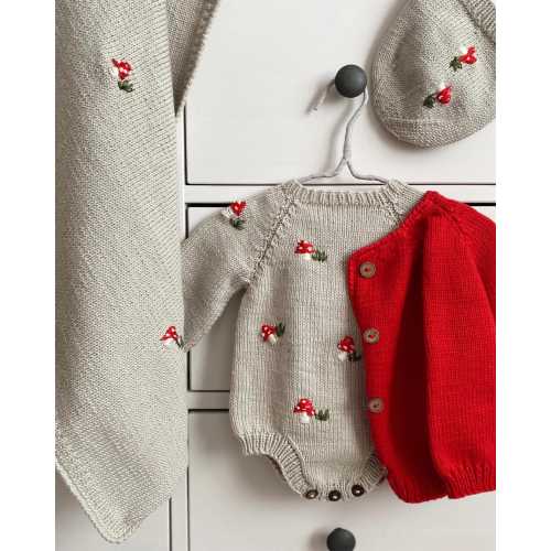 Handmade Crochet Mushroom Baby Outfit Set of 5, Knitted Newborn Clothes Infant Costume Baby Shower Gift, Newborn Photography Prop Romper Hat