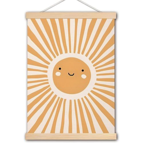 Cute Sun Sunshine Wall Art Poster, Sunshine Nursery Decor, Boho Kids Room Decor, Boho Neutral Sun Sunshine Wall Art for Nursery Toddler Baby Girl Boy Kids Room Playroom Decor, 12x16 Inch
