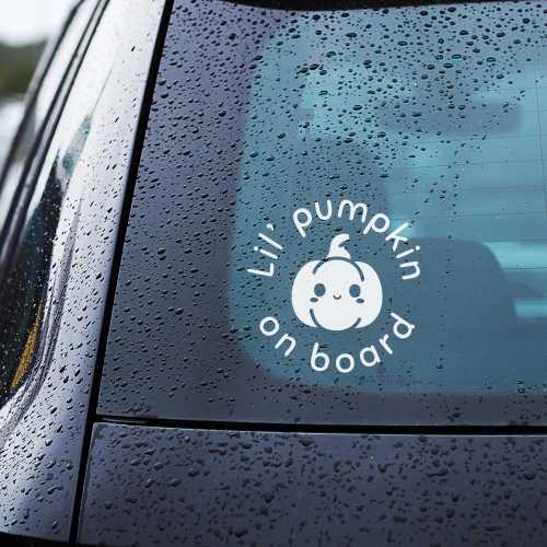 Lil Pumpkin on Board Car Decal – Cute Autumn Baby Sticker – Halloween Vinyl – UK Seller