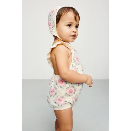 CROCHETED FLOWER ROMPER - Ecru | ZARA United States