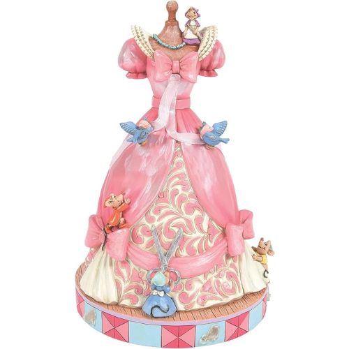 Enesco Disney Traditions Collection by Jim Shore Cinderella Pink Dress Musical Figurine- Stone Resin Hand Painted Collectible Disney Figurines Cinderella's Dress with Music Home Decor Statue, 8.4 Inch
