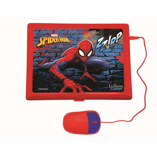 Lexibook Spider-Man Bilingual Laptop, ES/EN, 124 Acts, Red/Blue