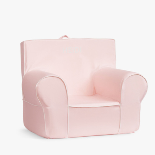 Kids Anywhere Chair®, Twill with Piping Collection (Pearl with White Monogrammed “HEIDI” in Jane font)