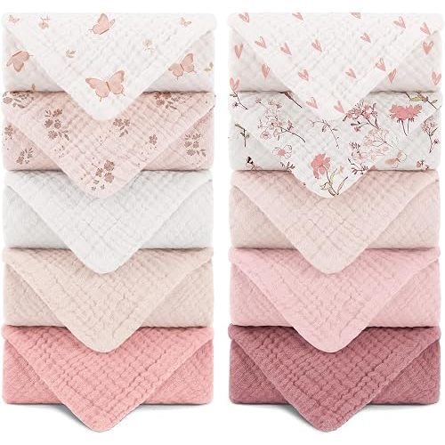 Muslin Baby Washcloths,100% Cotton Face Towels and Burp Cloths
