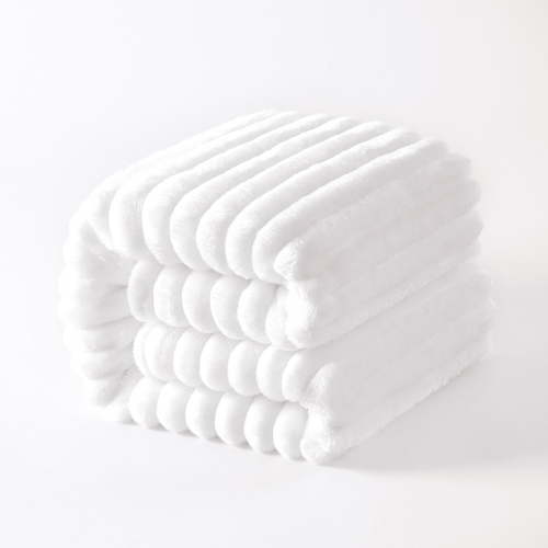 Ntbay Cozy Toddler Flannel Blanket, Soft, Warm, Lightweight, Reversible Stripes, 30" x 40", White