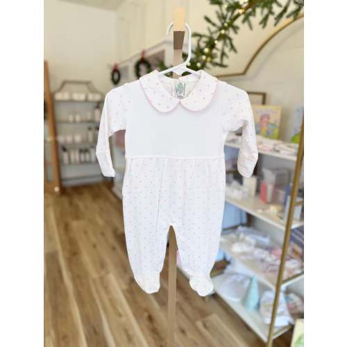 Pink Dot Collar Footie – Little Stitches & Co.