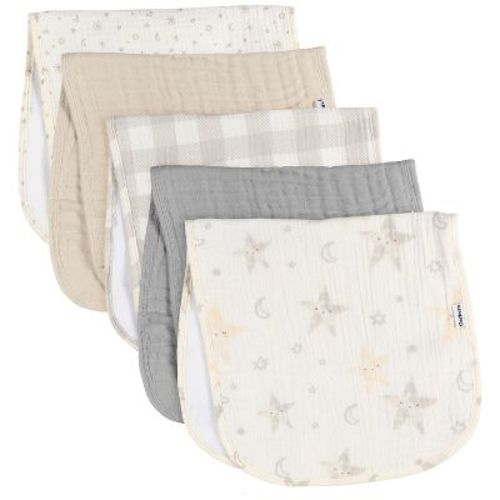 Gerber Baby Neutral Muslin Burp Cloths, 5-pack, Teal Dots