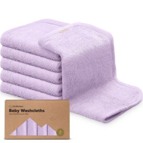 6pk Deluxe Baby Washcloths, Organic And Soft Baby Wash Cloth, Baby Bath Towel, Face Cloths (soft Lilac)