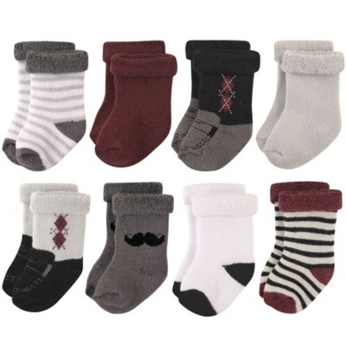 Hudson Baby Infant Boys Cotton Rich Newborn and Terry Socks, Gentleman Burgundy, 6-12 Months