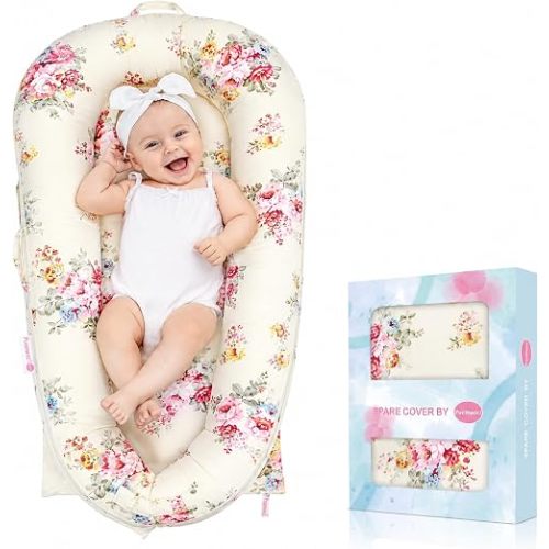 Baby Lounger Cover for Dockatot Deluxe + | 100% Cotton Hypoallergenic Newborn Premium Quality Spare Cover(Cover Only) (Rose)