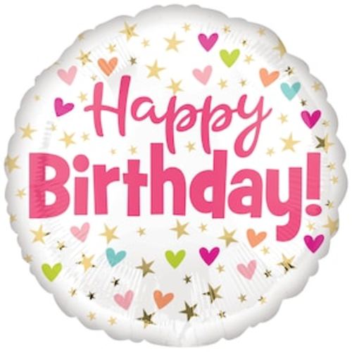 Girls Happy Birthday Hearts & Stars Foil Balloons, 18-in. | Dollar Tree