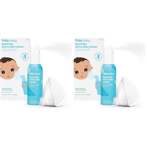 Frida Baby NoseFrida Saline Mist Nasal Inhaler, Decongestant Spray for Congestion & Allergy Relief for Babies + Kids, Nasal Saline Spray, Soothes Stuffy Nose & Sore Throat, Includes Mask (Pack of 2)