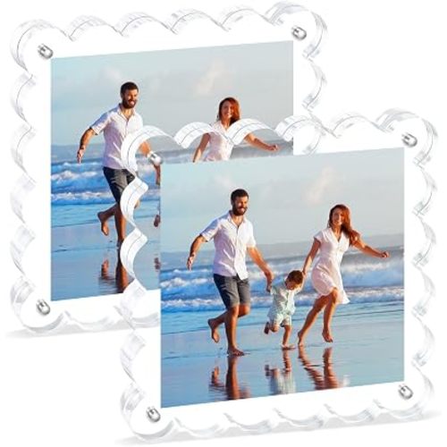 Acrylic Picture Frames.5×5inch 2Pack,Scalloped Photo Frame