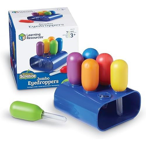 Learning Resources Jumbo Eyedroppers - Science Experiments for Kids , Sensory Water Table Toys, Toddler Tools, Preschool STEM, Fine Motor Activities, Classroom Must Haves, Craft Materials