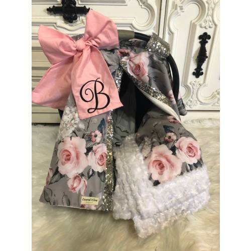 Floral sparkle car seat canopy