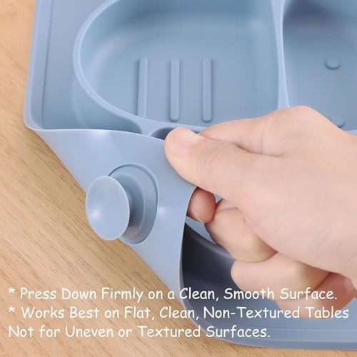 ROCCED Suction Plates for Baby placemat Spoon Fork Set for Toddlers, Silicone Baby Plates with Suction Baby Dishes for Kids Plates-Dusty blue