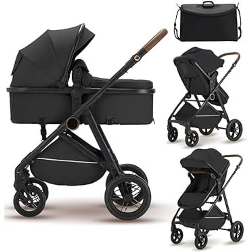 Premium High Chair Stroller: Reversible Seat for Bonding & Ultra-Smooth Fold (Black)