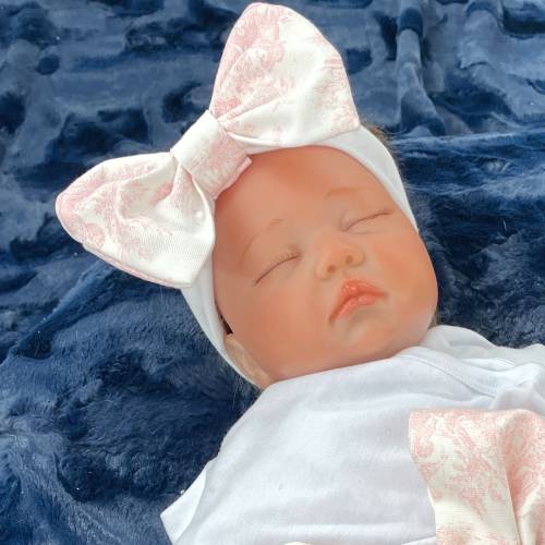 Toile Headband Bow, Pink, Blue, Green, Lavender, or Gray Toile Headband Bow