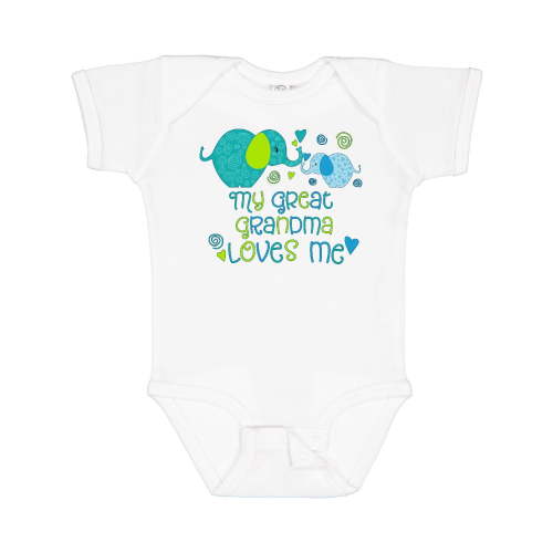 Inktastic My Great Grandma Loves Me Cute Elephants Boys or Girls Baby Bodysuit