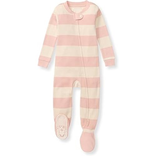 Burt's Bees Baby Baby Girls Sleeper Pajamas, 100% Organic Cotton, One-piece PJs, Diagonal Zip Up Jumpsuit, Snug Fit Footie