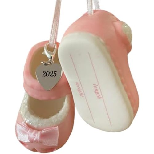 Baby Girl Shoe Ornament 2025 - Pink Bootie for New Parents, Birth, First Christmas and Everyday - Can Be Personalized