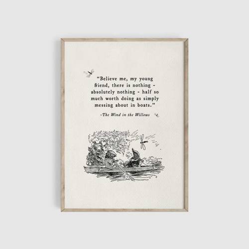 The Wind in the Willows Art Print Quote, Literary Quote Print, Kids Decor, Baby Shower Gift, Nursery Decor, Vintage Storybook Print, Neutral