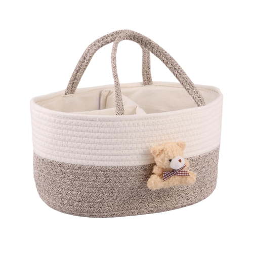 Infant Newborn Storage Basket - Cotton Rope Clothes Organizer, Playful Kid-Safe Design, Lightweight Home Travel Storage Bin, B