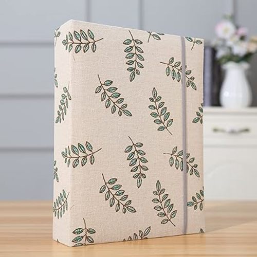 Photo Album 4x6 200 Photos Linen Cover Picture Photo Book for Family Wedding Anniversary Baby Vacation (200 Photos (4x6), Green Leaves)