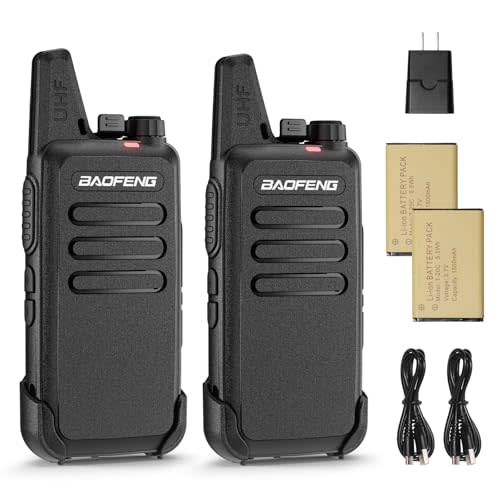 Baofeng T22 Walkie Talkies for Adults Business, 22 Channels FRS Two Way Radio with 1500mAh Rechargeable Battery & USB-C Charging, Easy Carry for Hotel, Restaurant, Warehouse, 2 Pack