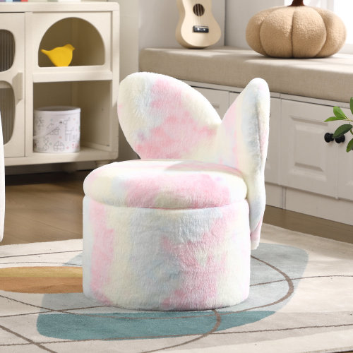 Mercer41 Adorable Butterfly Back Storage Stool - Kids' Round Ottoman With Lid For Girls' Playroom & Reviews | Wayfair